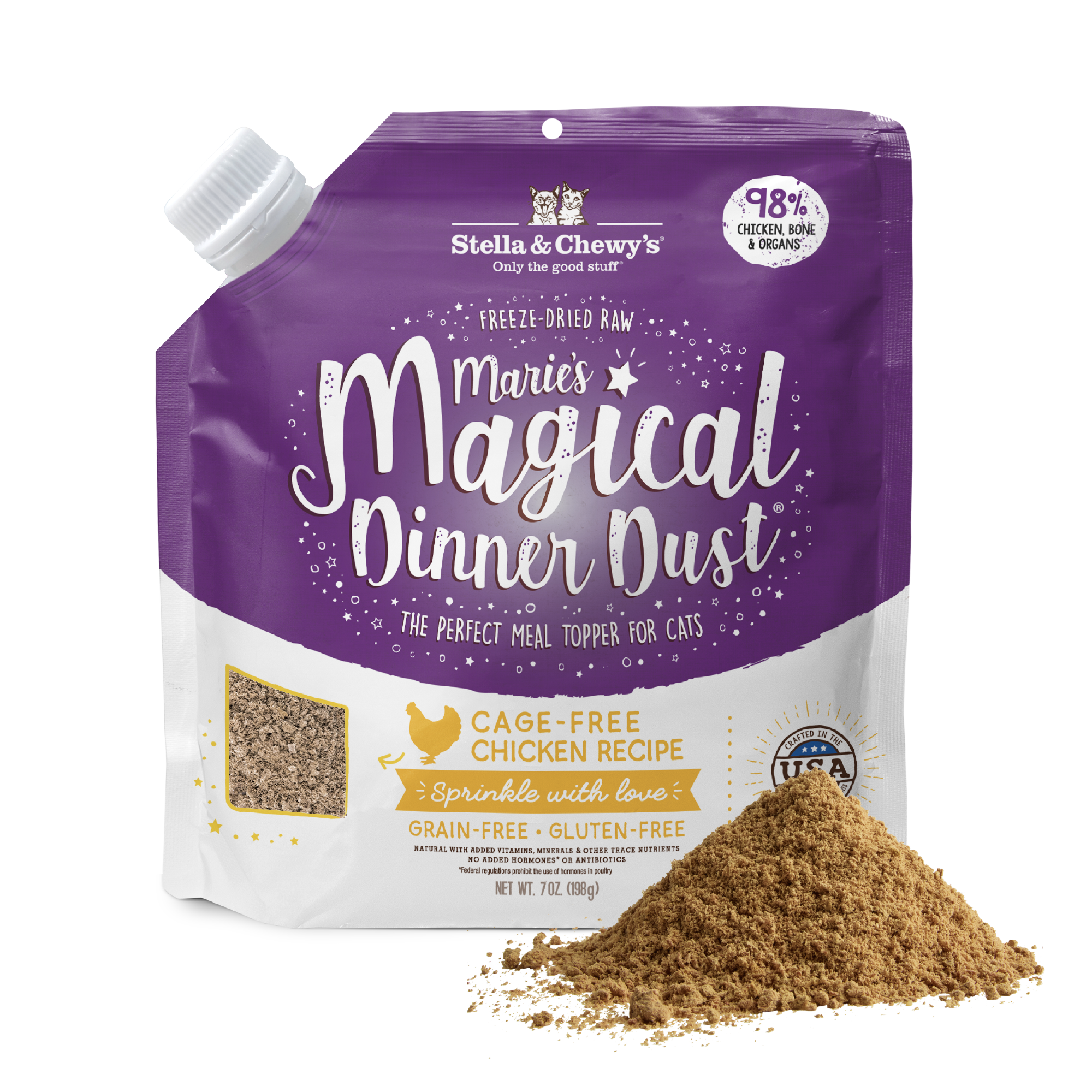 Stella & Chewy's Marie's Magical Dinner Dust Cage-Free Chicken cat food topper 7 oz