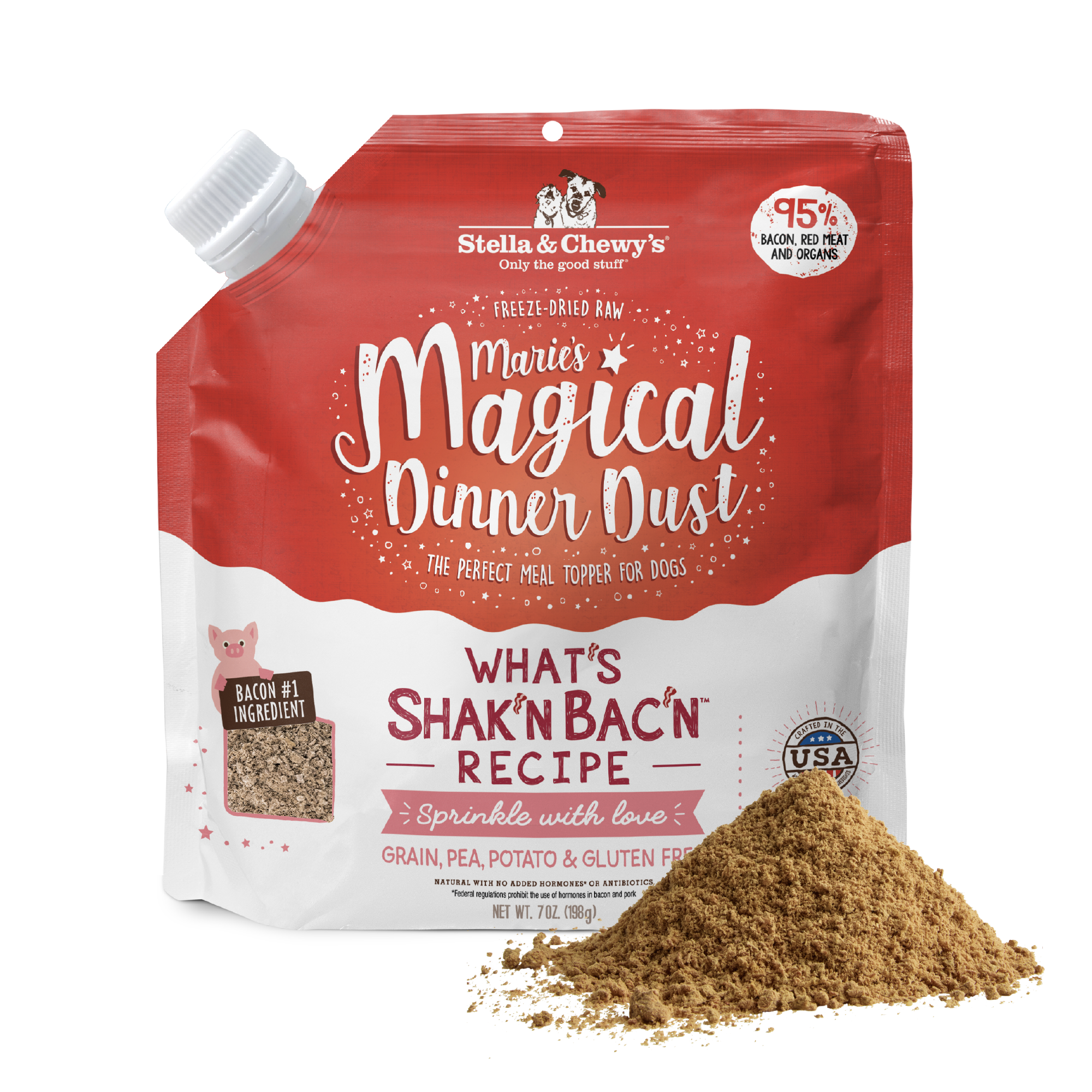 Stella & Chewy's Marie's Magical Dinner Dust What's Shak'n Bac'n for Dogs 7 oz bag