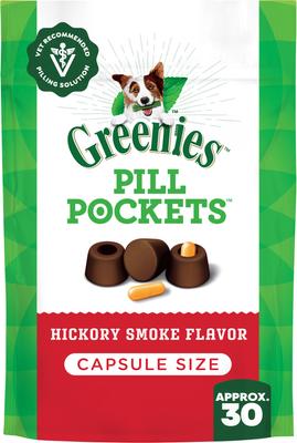 Greenies Pill Pockets Hickory Smoke Capsule Dog Treats 30 count 7.9 oz bag