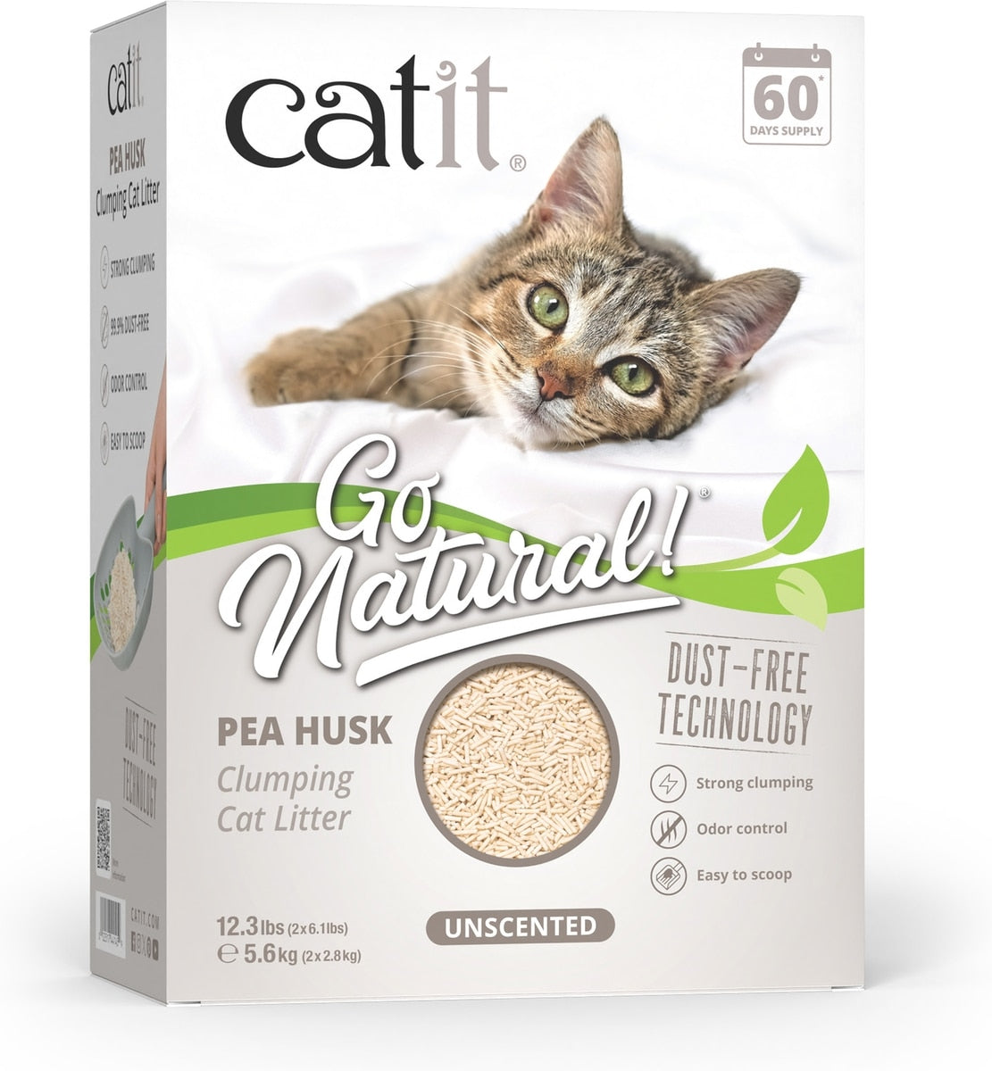 Catit Go Natural! Pea Husk Unscented Cat Litter 5.6 kg box