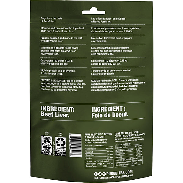 PureBites Freeze-Dried Beef Liver Dog Treats 120g