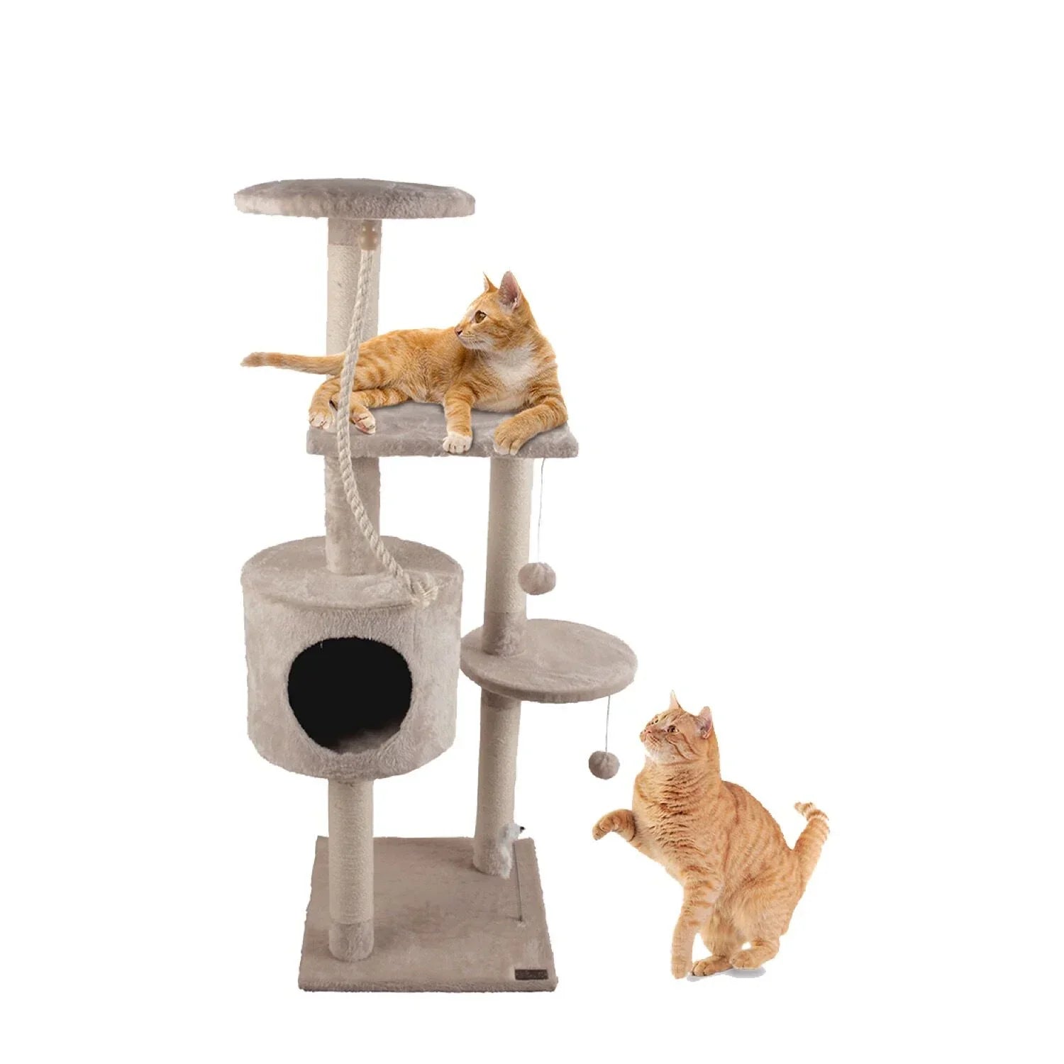 CloeCluzo Norway three-level brown cat tree with sisal posts and house 16x16x45 in