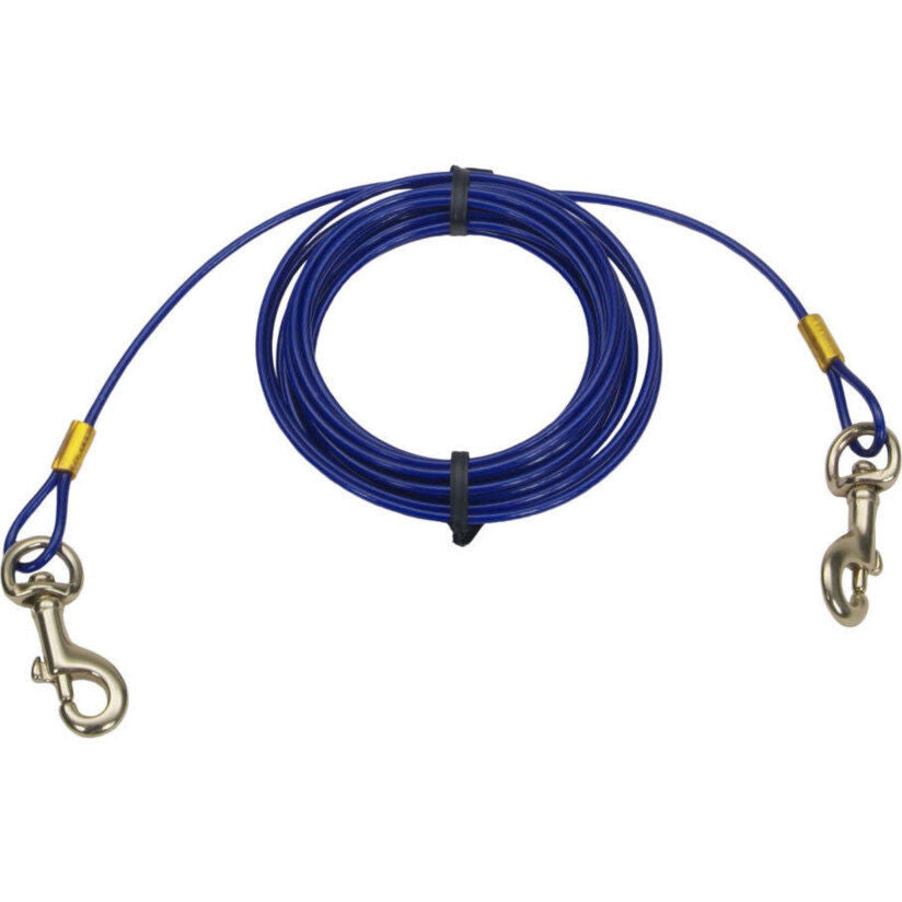 Titan red medium cable tie-out with brass-plated snaps 20 ft for dogs
