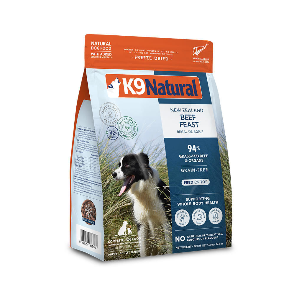 K9 Natural Freeze-Dried Beef Feast for Dogs 1.1 lb bag