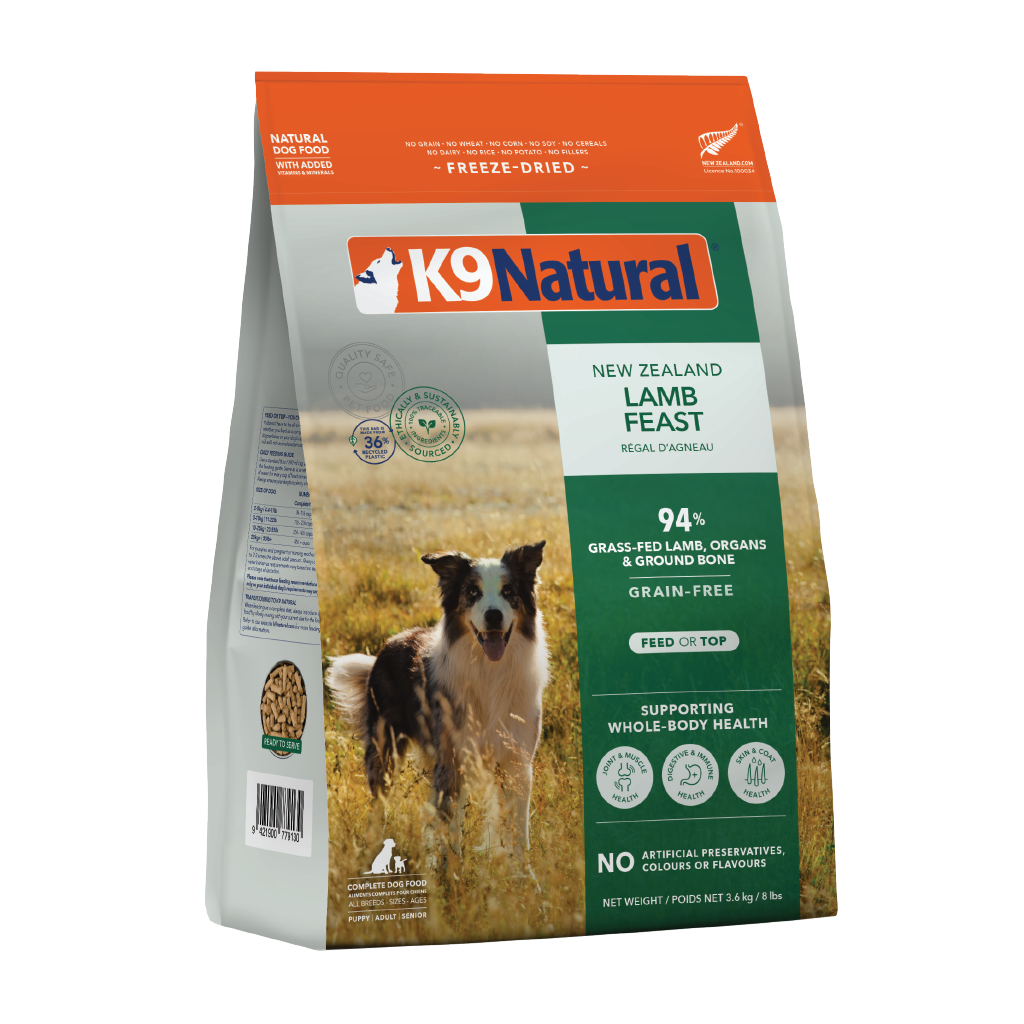 K9 Natural Freeze-Dried Lamb Feast dog food 8 lb bag