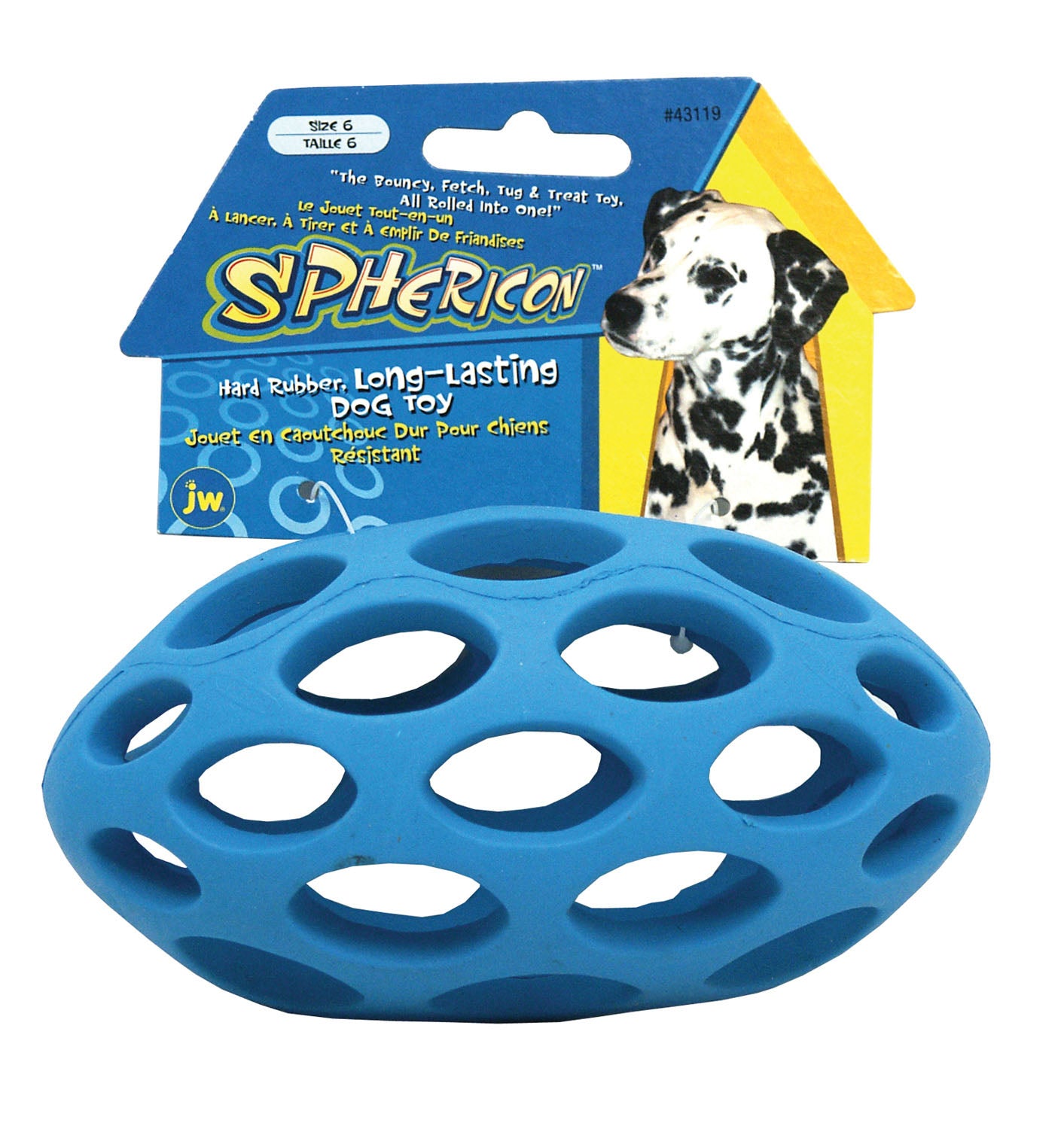JW Hol-ee Football treat dispensing dog toy medium natural rubber