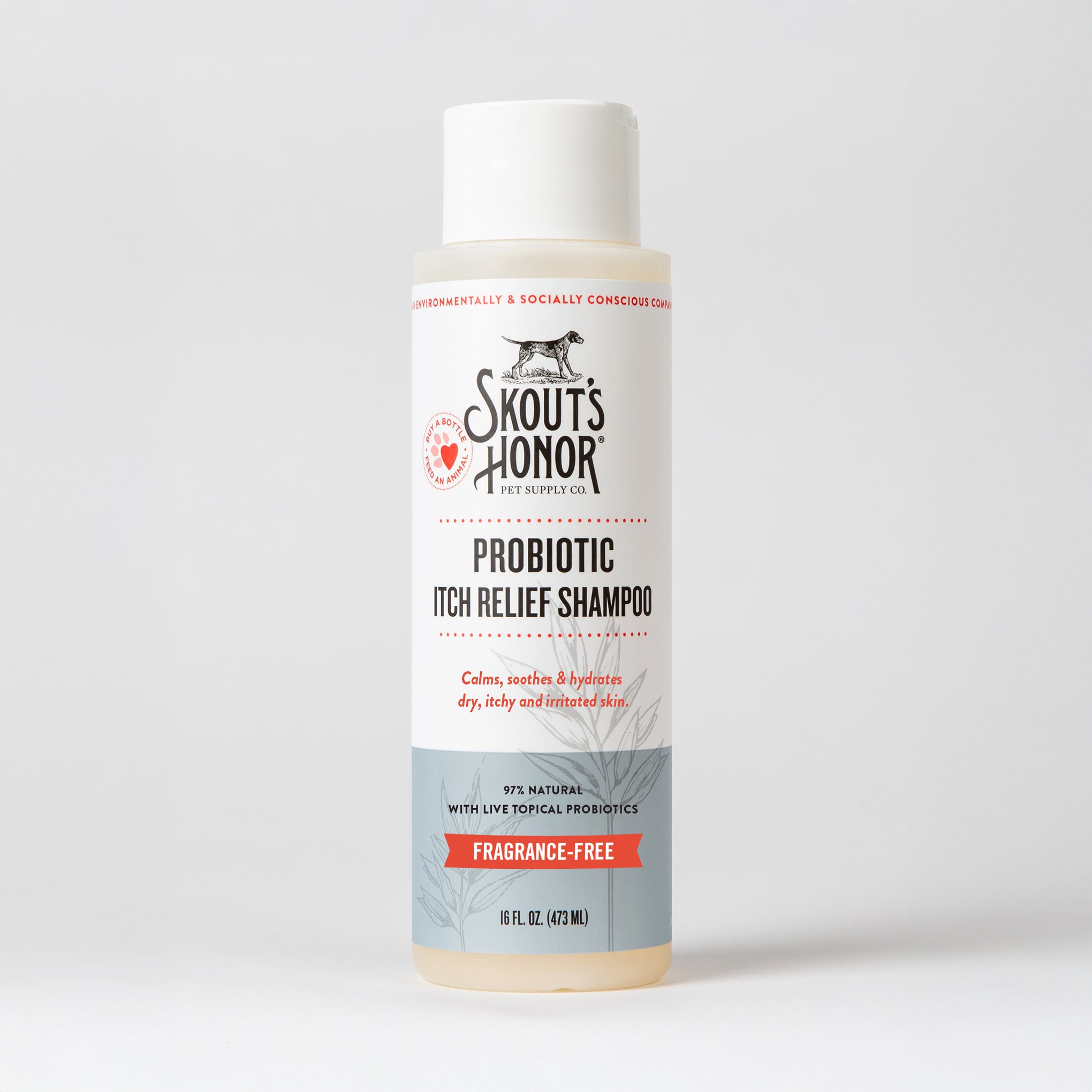 Skout's Honor Beyond Probiotic Itch Relief Shampoo for sensitive skin 16 oz bottle