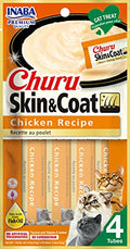 Inaba Churu Skin and Coat Chicken lickable puree cat treats 4-pack carton 6x2oz