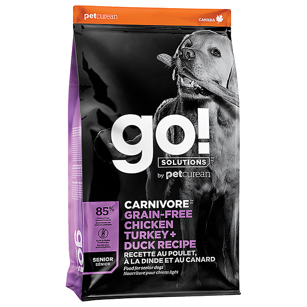 GO! Carnivore Grain-Free Chicken, Turkey & Duck Senior Dry Dog Food 12 lb
