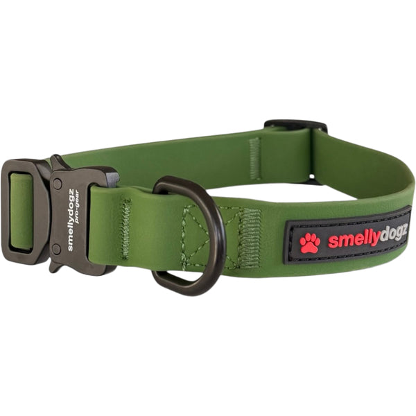 Smellydogz Adjustable Comfort Collar – Olive Green, 3/4 in, 12–16 in