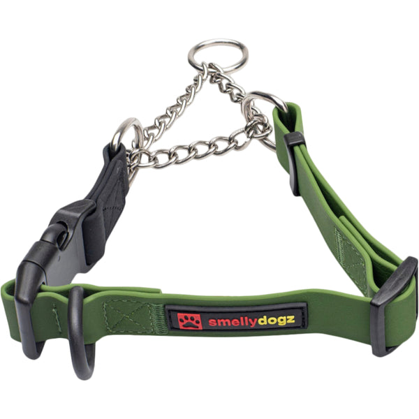 Smellydogz Martingale Collar – Olive Green, 0.75 in, 14–16 in