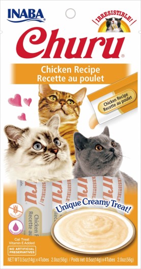 Inaba Churu Chicken lickable puree cat treats 4-pack carton 6x2oz