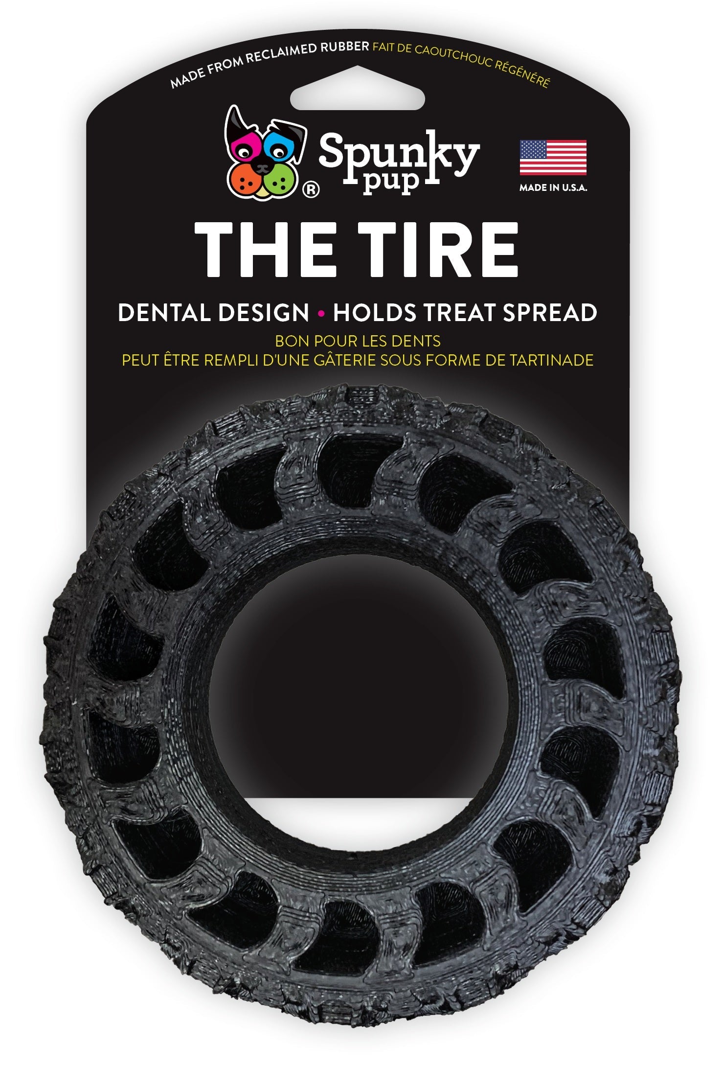 Spunky Pup Tire reclaimed rubber chew toy small