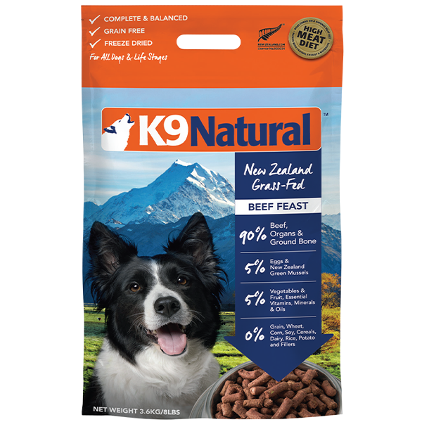 K9 Natural Freeze-Dried Beef Feast for Dogs 8 lb