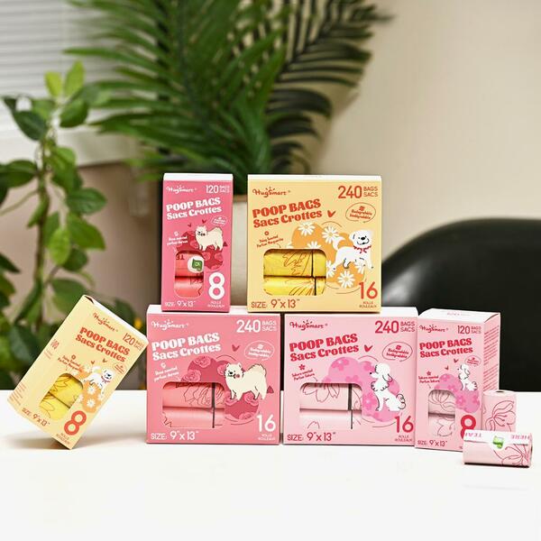 HugSmart Poop Bags – Rose Scented 8 Rolls (120 Bags)