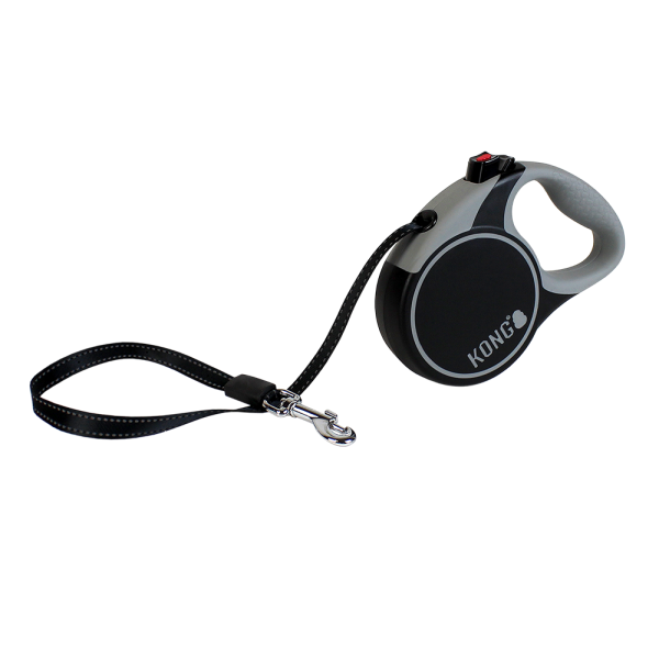 KONG Terrain Retractable Leash – X-Small 10 ft, Black (up to 25 lb)