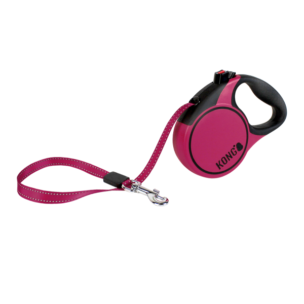 KONG Terrain Retractable Leash – X-Small 10 ft, Fuchsia (up to 25 lb)