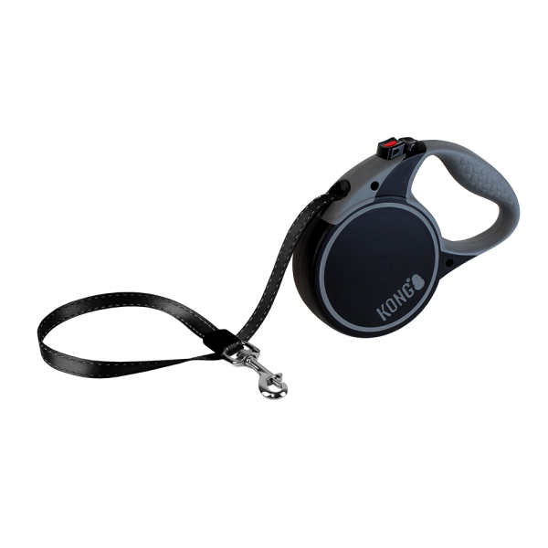 KONG Terrain Retractable Leash – Small 16 ft, Black (up to 45 lb)