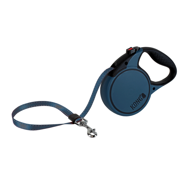 KONG Terrain Retractable Leash – Small 16 ft, Blue (up to 45 lb)
