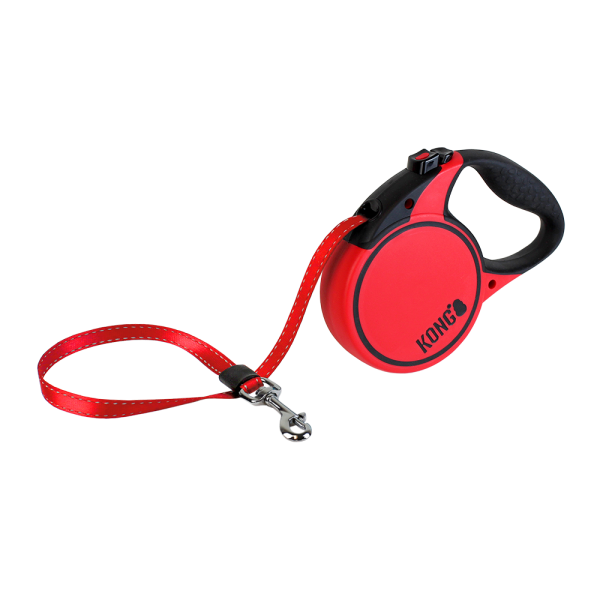 KONG Terrain Retractable Leash – Small 16 ft, Red (up to 45 lb)