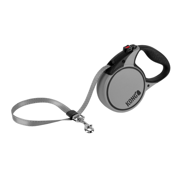 KONG Terrain Retractable Leash – Small 16 ft, Grey (up to 45 lb)