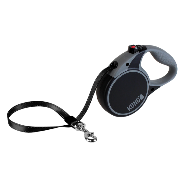 KONG Terrain Retractable Leash – Medium 16 ft, Black (up to 65 lb)