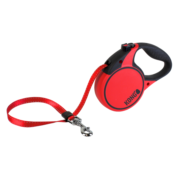 KONG Terrain Retractable Leash – Medium 16 ft, Red (up to 65 lb)