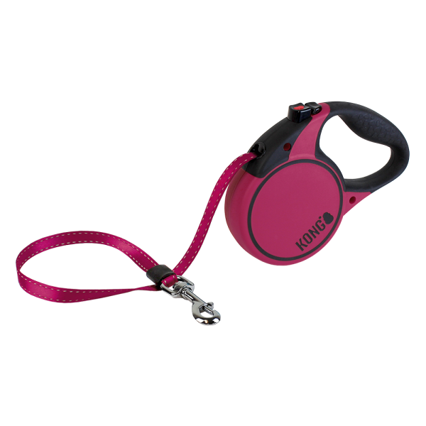 KONG Terrain Retractable Leash – Medium 16 ft, Fuchsia (up to 65 lb)