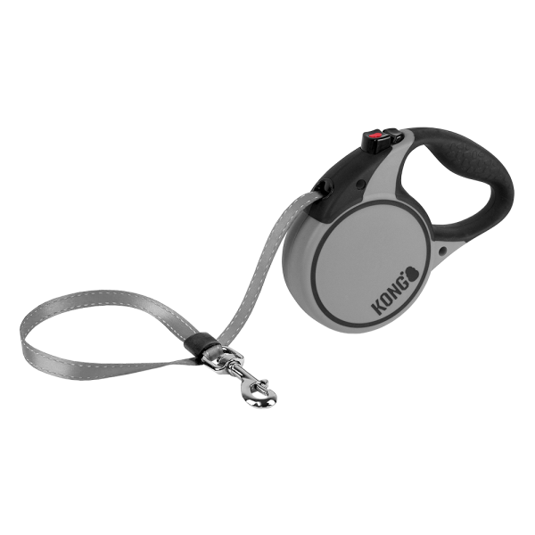 KONG Terrain Retractable Leash – Medium 16 ft, Grey (up to 65 lb)