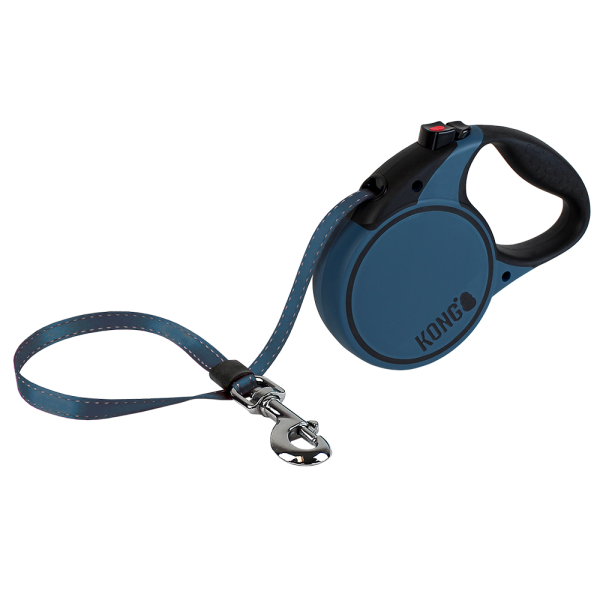 KONG Terrain Retractable Dog Leash – Large 16ft Blue (Max 110 lb)