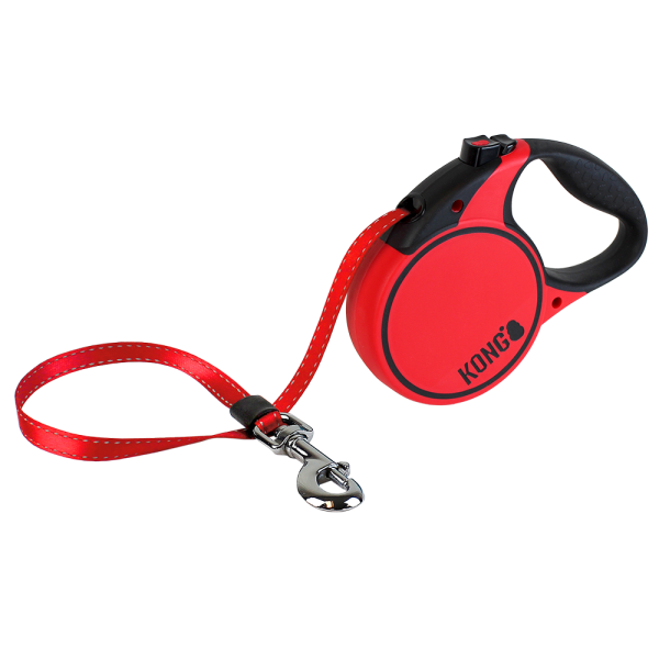 KONG Terrain Retractable Leash – Large 16 ft, Red (up to 110 lb)
