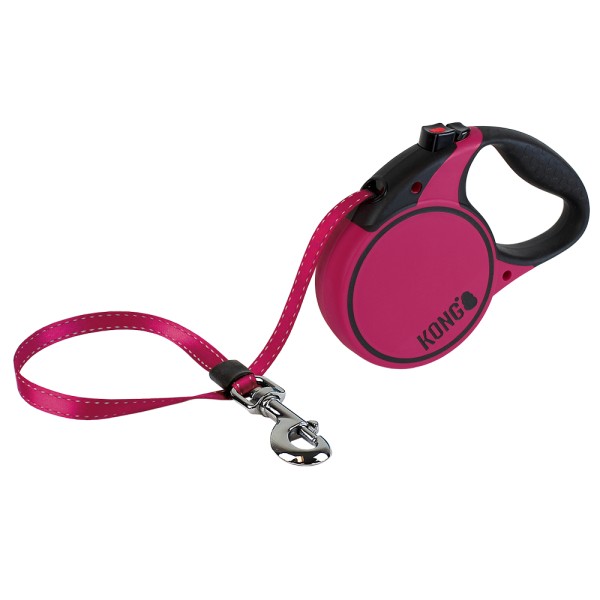 KONG Terrain Retractable Leash – Large 16 ft, Fuchsia (up to 110 lb)