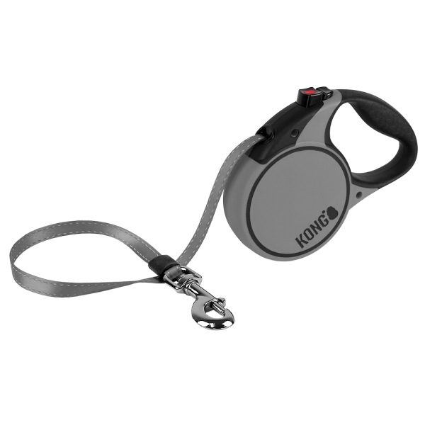 KONG Terrain Retractable Leash – Large 16 ft, Grey (up to 110 lb)