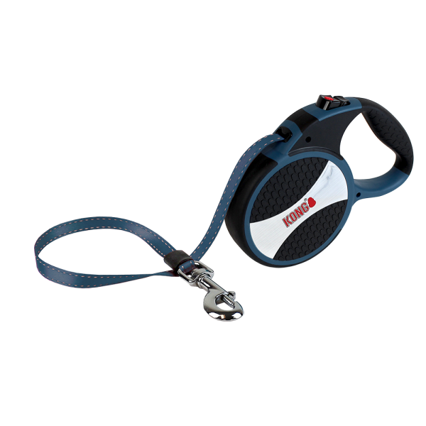 KONG Explore Retractable Dog Leash – Large 24ft Blue (Max 110 lb)