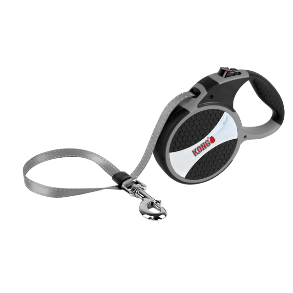 KONG Explore Retractable Dog Leash – Large 24ft Grey (Max 110 lb)