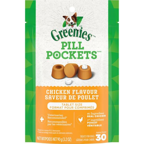 Greenies Pill Pockets Chicken Dog Treats – Tablet Size, 3.2 oz (30 Count)