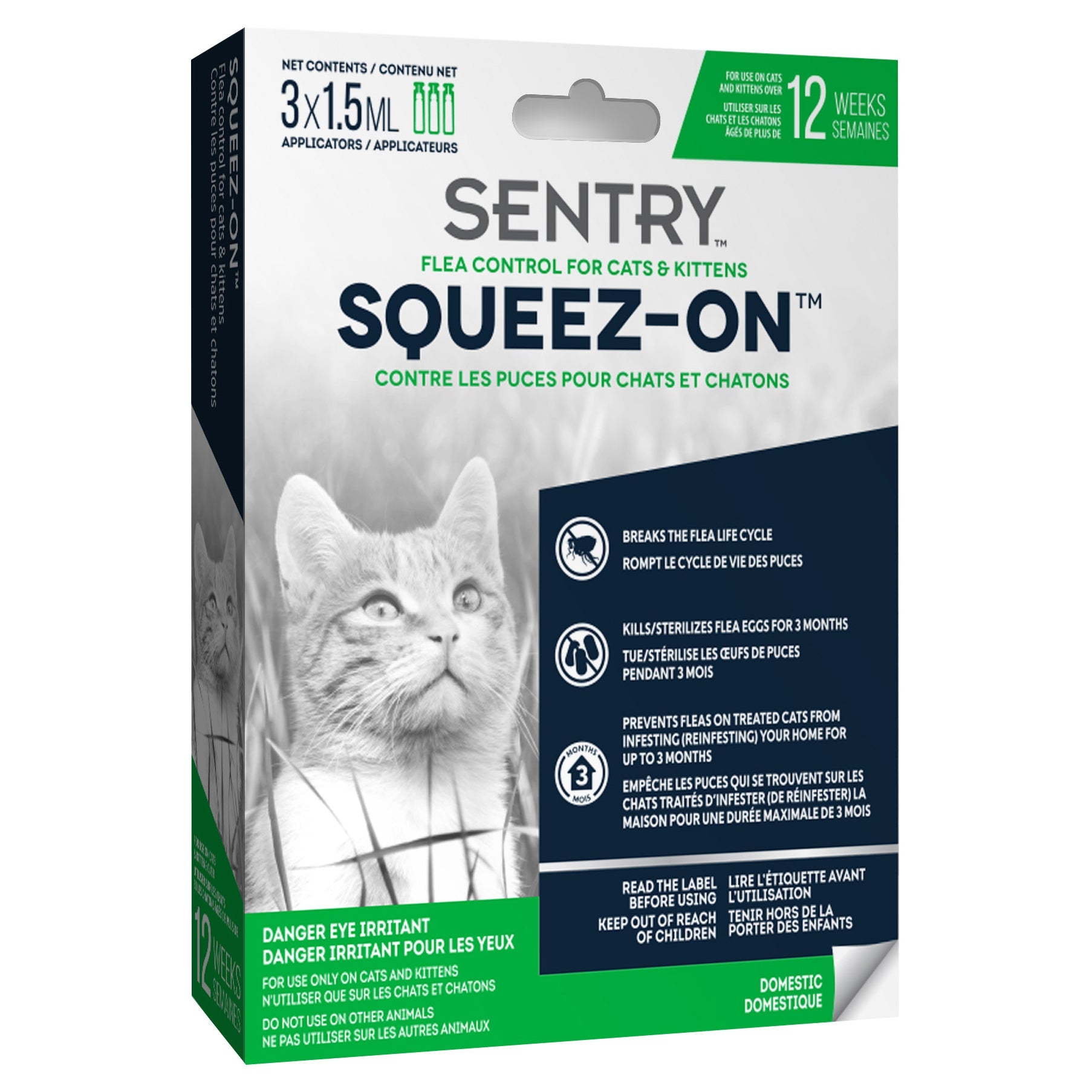 Sentry Flea Control Squeeze-On topical treatment for cats and kittens 3-dose pack