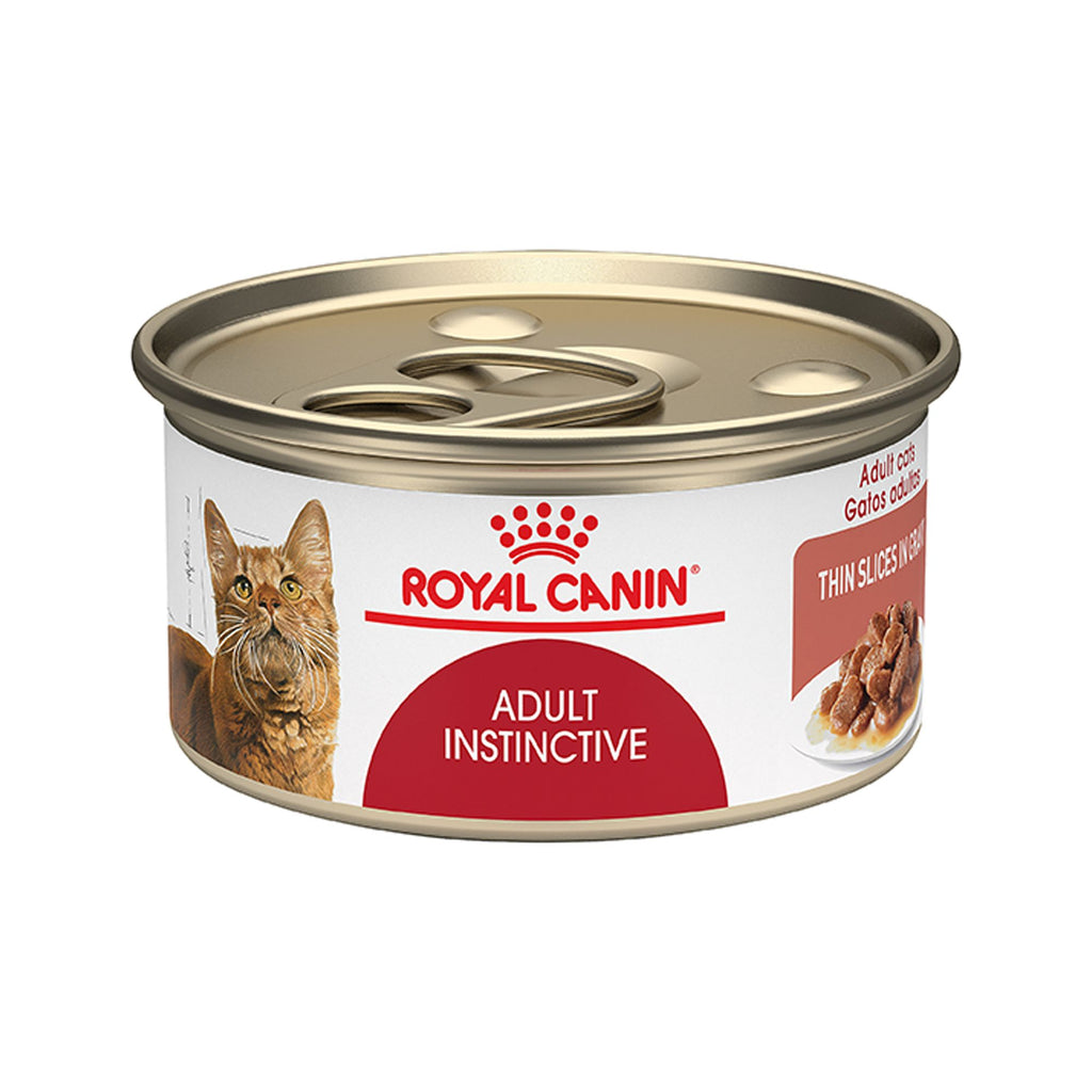 Royal Canin Feline Health Nutrition Instinctive Adult Thin Slices in Gravy wet cat food 85g cans case of 24