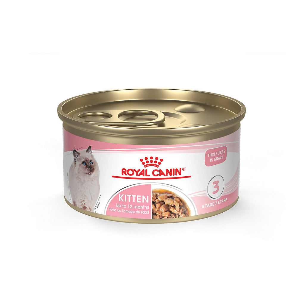 Royal Canin Feline Health Nutrition Kitten Thin Slices in Gravy wet cat food 85g cans case of 24
