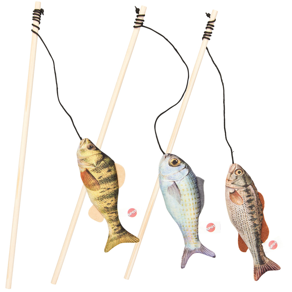 Spot Gone Fishin' Wand cat wand toy with catnip fish lure, assorted