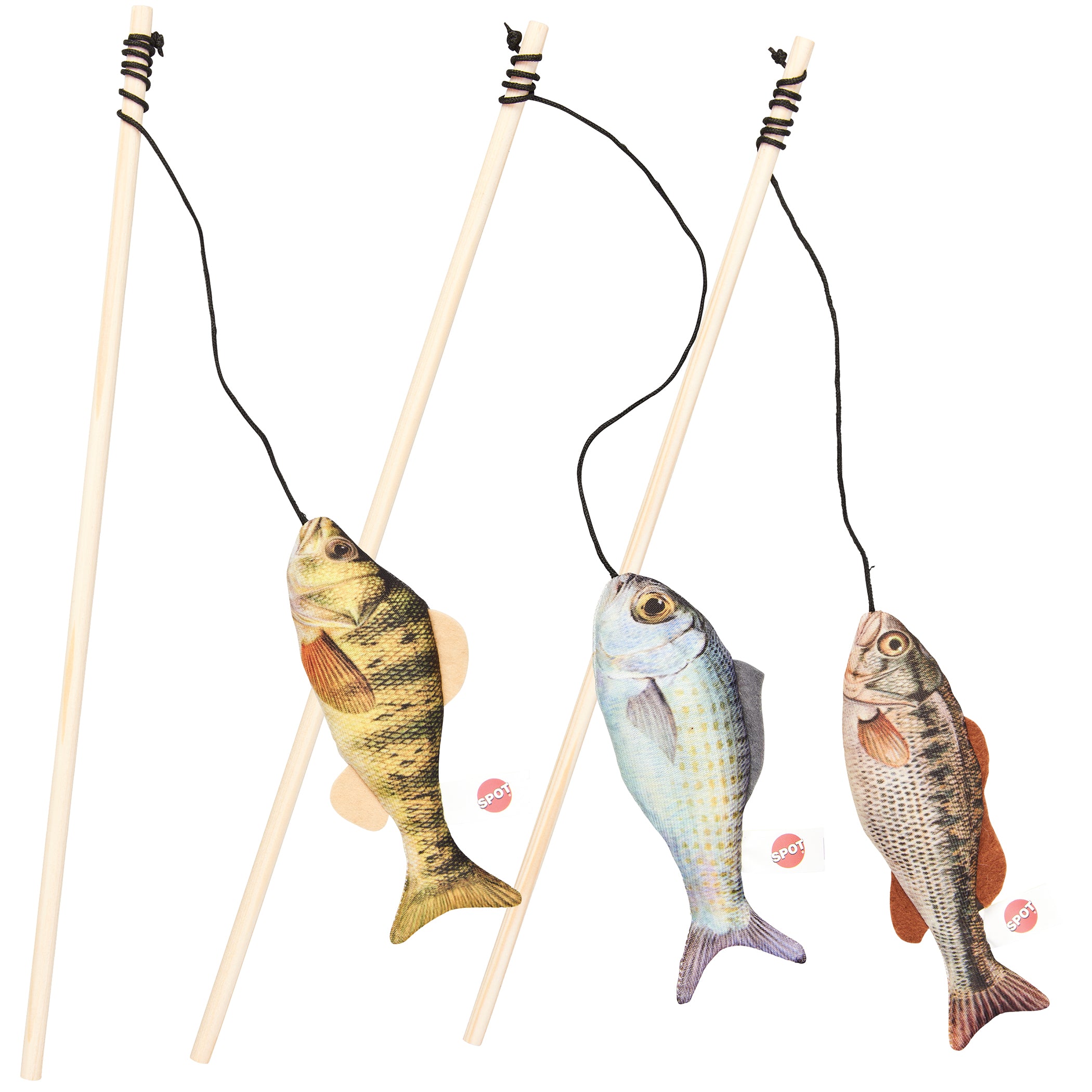 Spot Gone Fishin' Wand cat wand toy with catnip fish lure, assorted