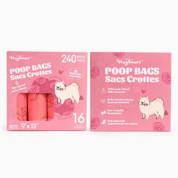 HugSmart Poop Bags – Rose Scented 16 Rolls (240 Bags)