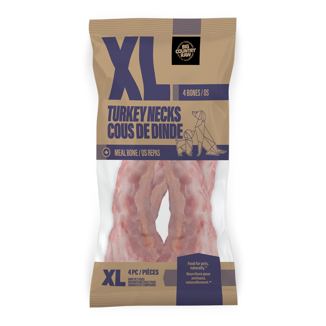 Big Country Raw XL Turkey Neck 4 pieces for large dogs