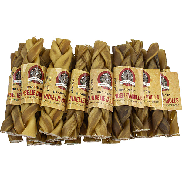 Unbelievabulls Braided Beef Chew 6-Inch – 24 Pack