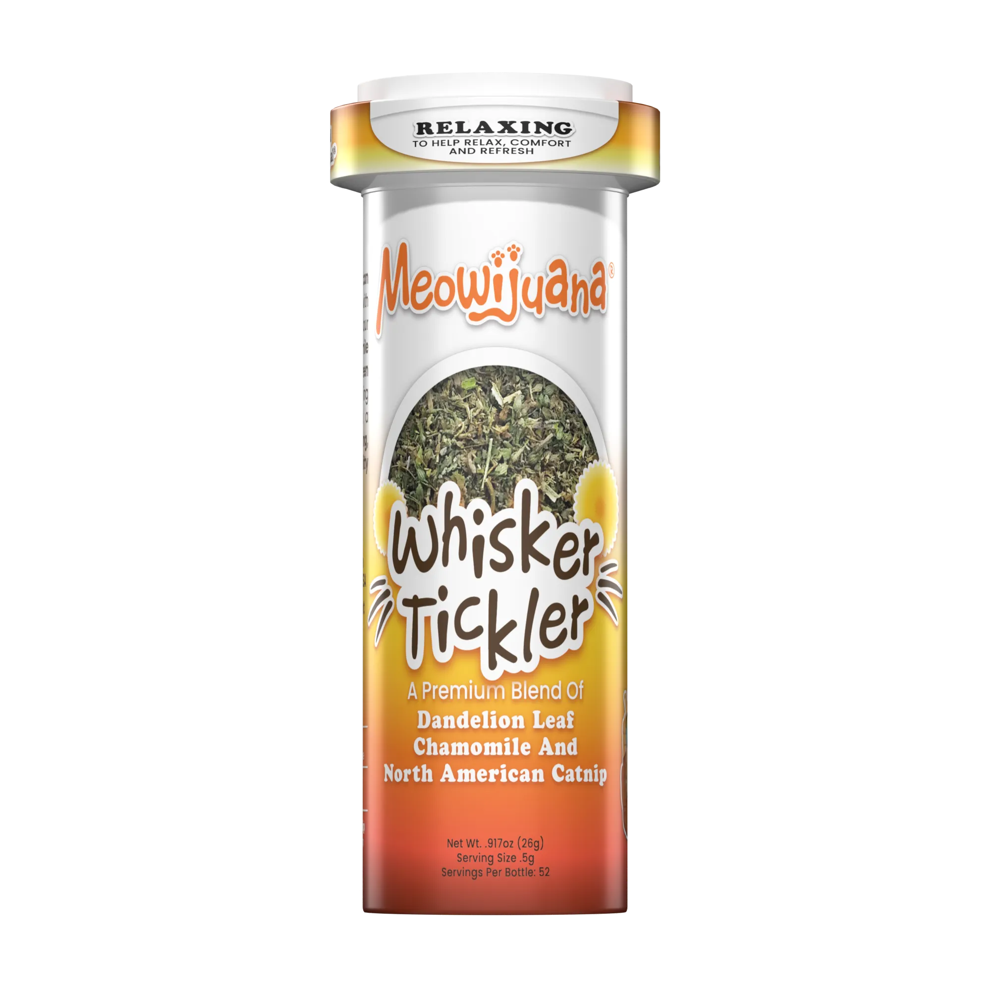Meowijuana Whisker Tickler organic catnip chamomile dandelion blend for cats