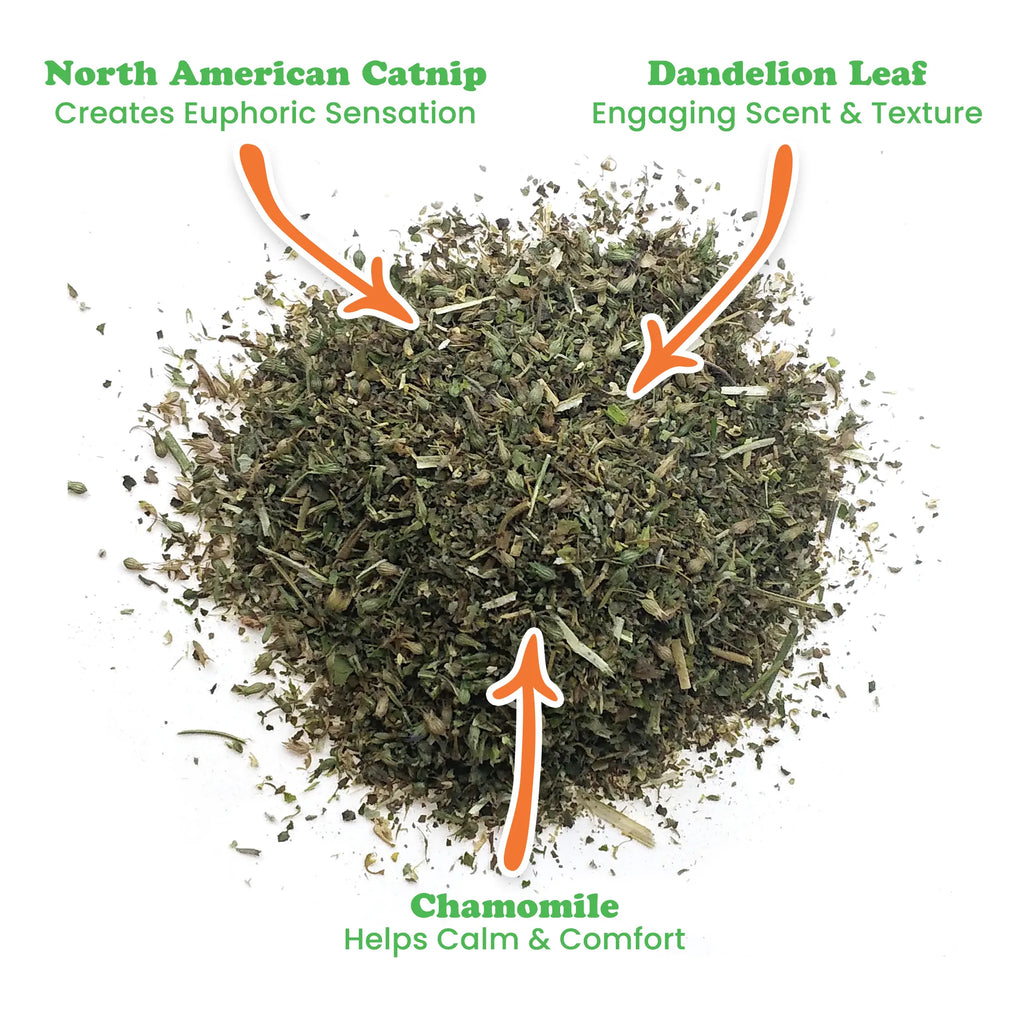 Meowijuana Whisker Tickler organic catnip chamomile dandelion blend for cats