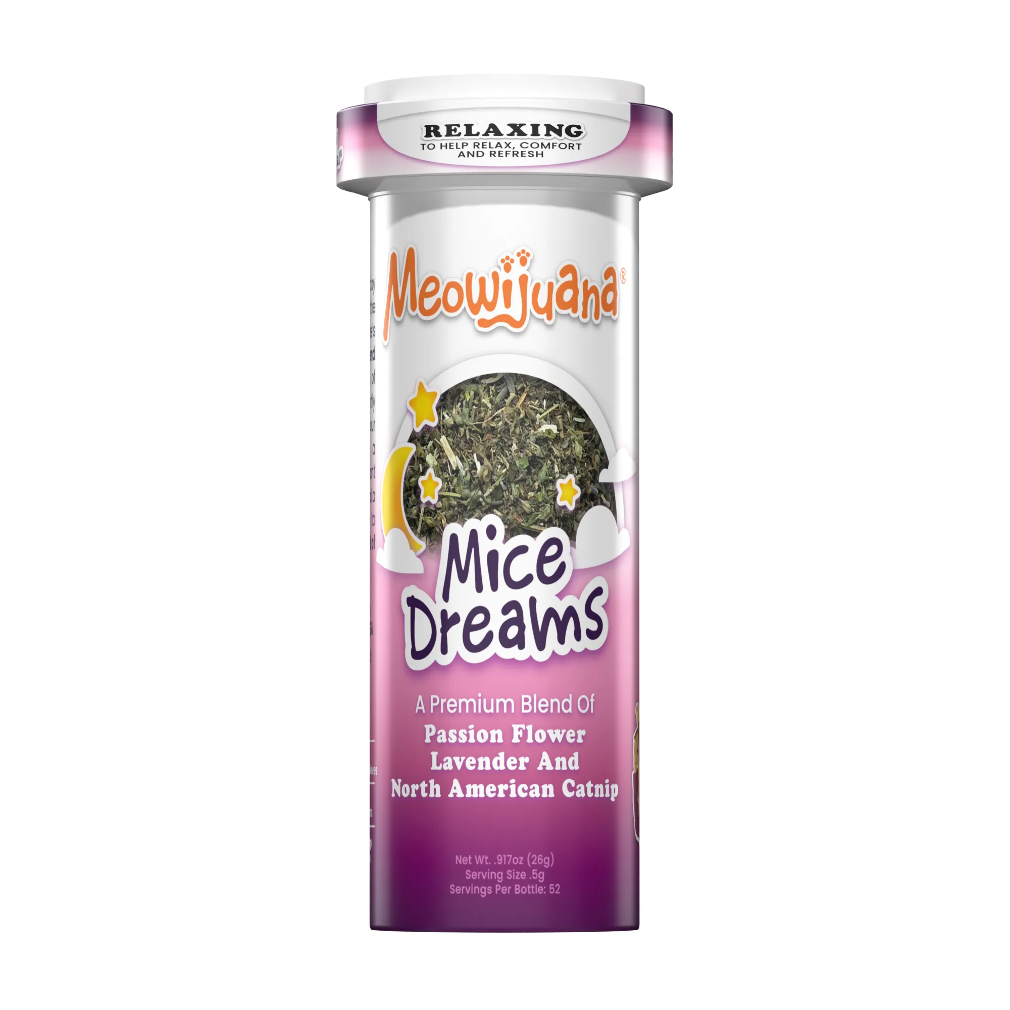 Meowijuana Catnip Mice Dreams organic catnip blend with passion flower and lavender