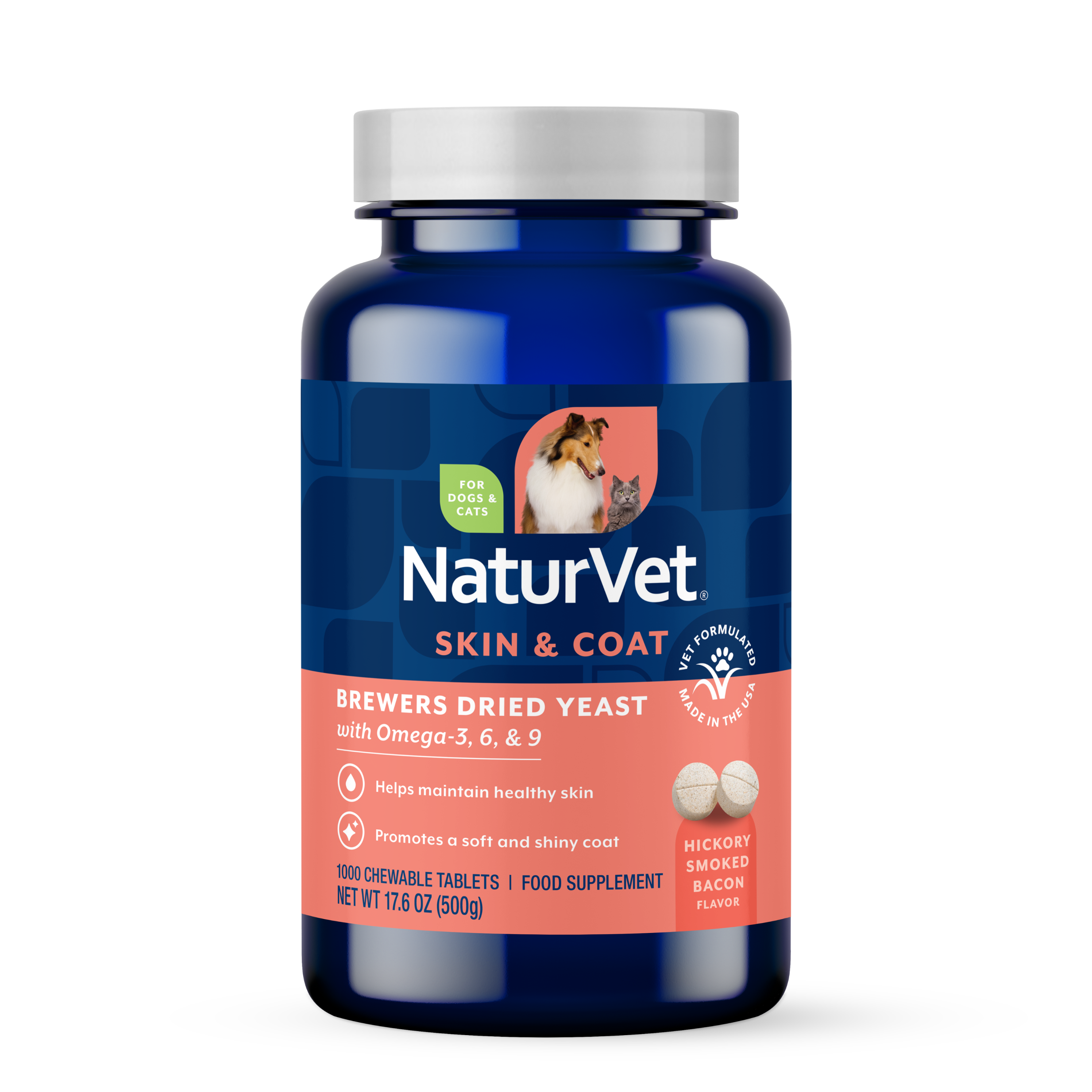 NaturVet Brewer's Dried Yeast with Omegas 1000 chewable tablets for dogs and cats