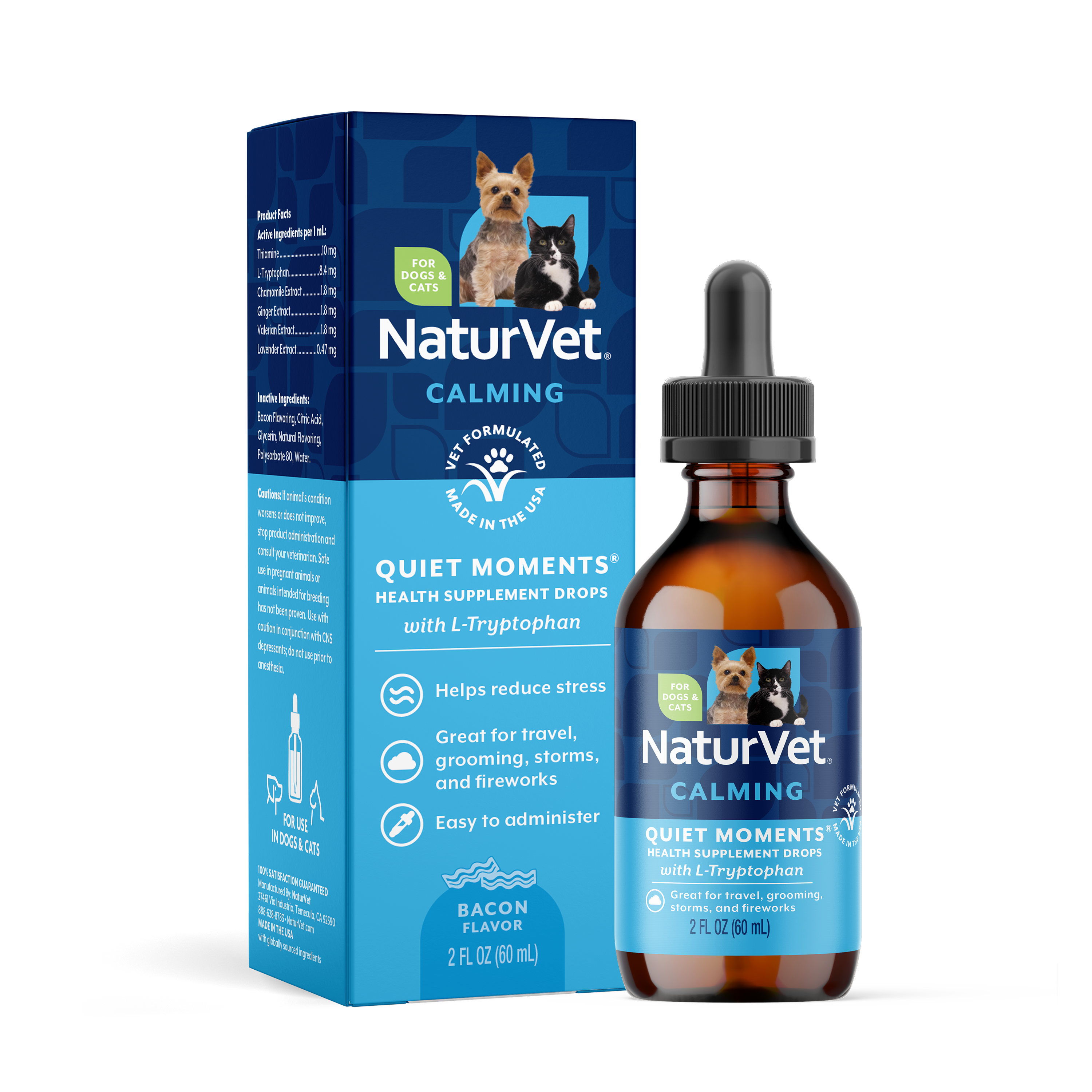 NaturVet Quiet Moments calming drops with melatonin liquid 2 oz bottle