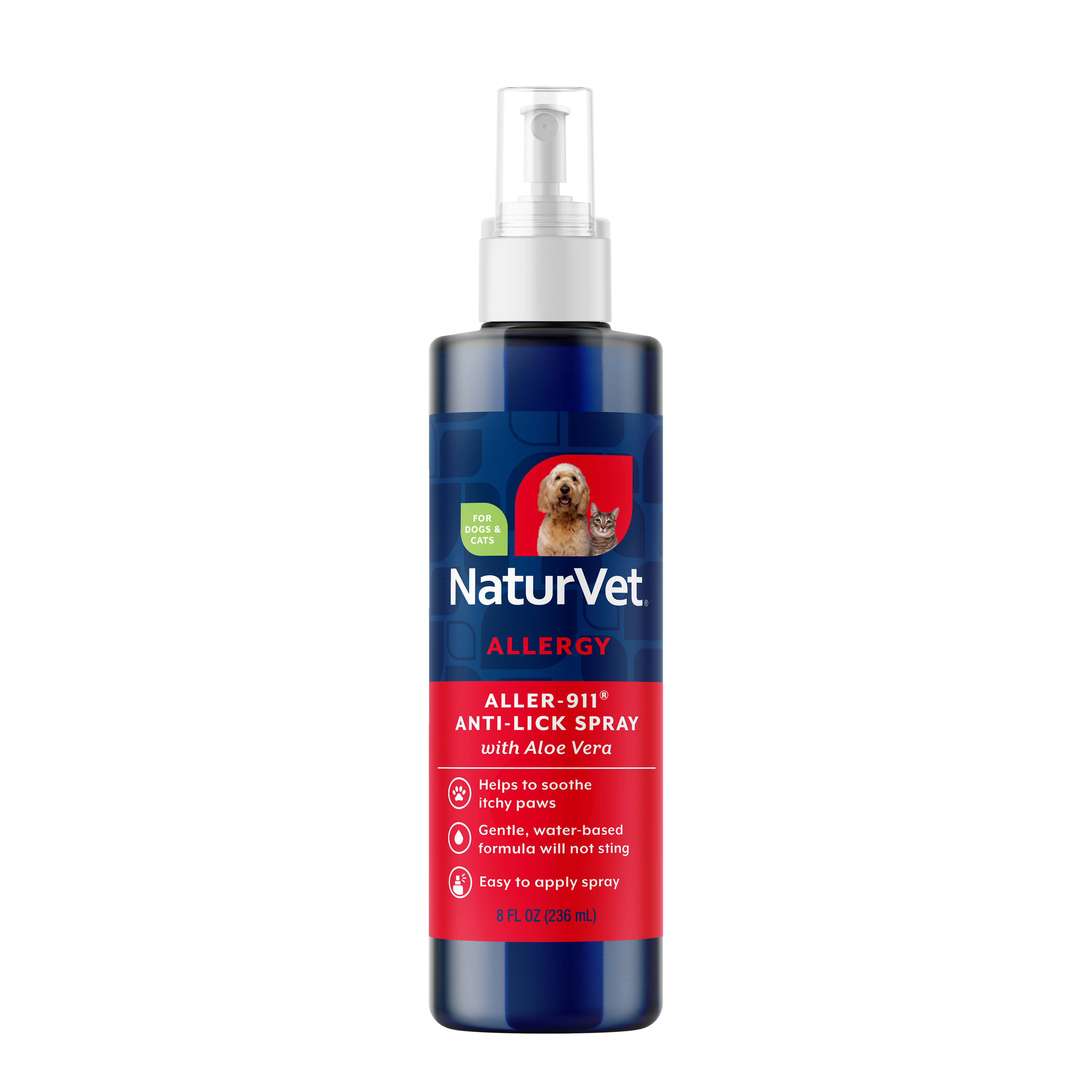 NaturVet Aller-911 Anti-Lick Spray with Aloe Vera for dogs and cats 8 oz